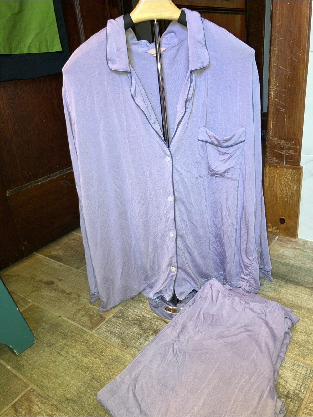 EBERJEY GISELE WOMENS TENCEL LONG PJ SET LAVENDER DUSK/IVORY - Picture 4 of 6